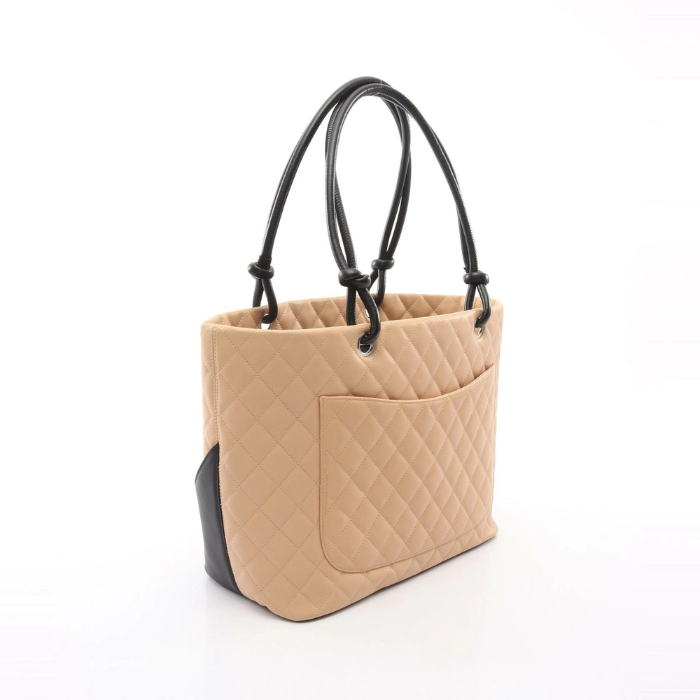 Chanel Tote Cambon Leather Beige Black Bag Tan Black